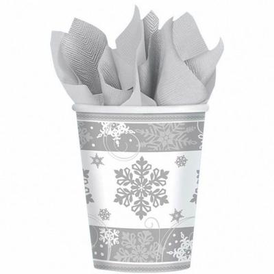 Bekertjes met sneeuwvlokken wit zilver