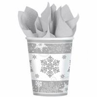 Bekertjes met sneeuwvlokken wit zilver