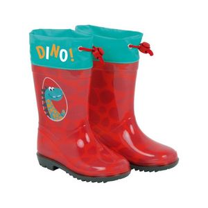 Regenlaarzen junior PVC/textiel rood/turquoise maat 28