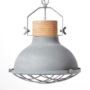 Brilliant Landelijke hanglamp Emma Ø 30cm betongrijs met hout 93571/70