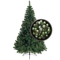 Bellatio Decorations kunst kerstboom 150 cm met kerstballen salie groen