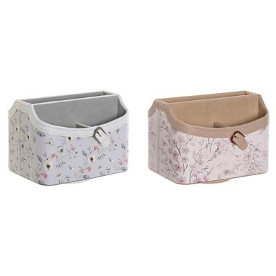 Houder voor afstandsbedieningen DKD Home Decor Blauw Grijs Kameel Licht Roze 2 Stuks