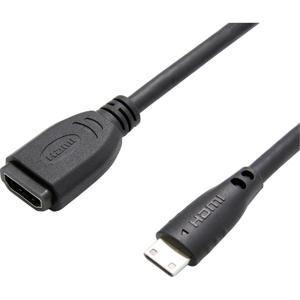 Value 12.99.3120 HDMI-kabel HDMI Verlengkabel HDMI-mini-C-stekker, HDMI-A-bus 0.15 m Zwart