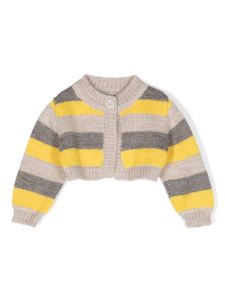 Gensami kids cardigan rayé à boutonnière - Gris