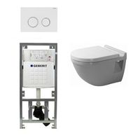 Duravit Philippe Starck 3 toiletset vlakspoel inbouwreservoir set bedieningsplaat sigma20 wit 0314994/0314757/0701131/sw53743/