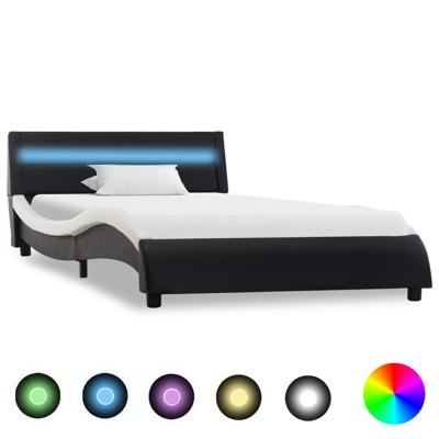 vidaXL Bedframe met LED kunstleer zwart en wit 120x200 cm vidaXL Bedframe met LED kunstleer zwart en wit 120x200 cm
