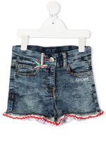 Monnalisa short en jean à bordures en dentelle - Bleu