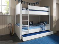 Stapelbed ROLAND 90x200 cm satijn wit gelakt met lade