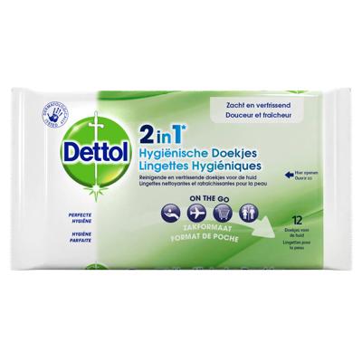 Dettol Hygienische Doekjes 2 in 1 - 12 stuks - Handig voor onderweg