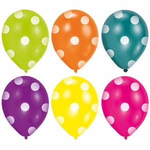 6 Ballonnen diverse kleuren met stippen