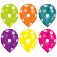 6 Ballonnen diverse kleuren met stippen - thumbnail