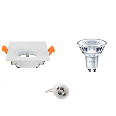 Philips - Led Spot Set - Corepro 827 36d - Gu10 Fitting - Inbouw Vierkant - Mat Wit - 3.5w - Warm Wit 2700k - 85mm