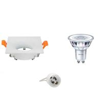 Philips - Led Spot Set - Corepro 827 36d - Gu10 Fitting - Inbouw Vierkant - Mat Wit - 3.5w - Warm Wit 2700k - 85mm