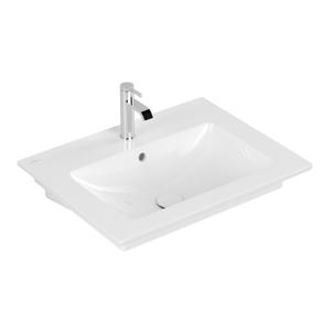 Villeroy & Boch Venticello wastafel met 1 kraangat 65x50cm (geschikt voor 3 kraangaten) met overloop ceramic+ wit 412465R1