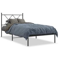 Bedframe met hoofdbord metaal zwart 90x190 cm - thumbnail