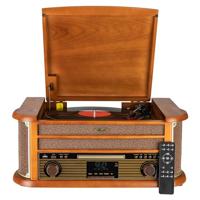 Reflexion HIF2002DAB, retro hifi-installatie met encoding, 2 x 40 watt, halfautomatische platenspeler, houtlook, coding-functie, afspelen van MP3 via CD en USB, bluetooth