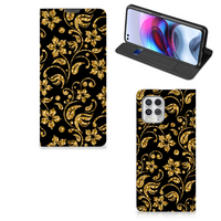 Motorola Moto G100 Smart Cover Gouden Bloemen