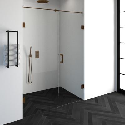 Sanituba Complete Profielloze Nisdeur 2-delig 150cm met 70cm deur koper Sanituba Complete Profielloze Nisdeur 2-delig 150cm met 70cm deur koper