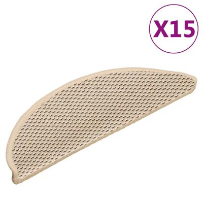 VidaXL Trapmatten zelfklevend 15 st sisal-look 56x17x3 cm berber VidaXL Trapmatten zelfklevend 15 st sisal-look 56x17x3 cm berber