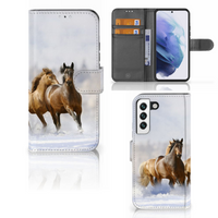 Samsung Galaxy S22 Telefoonhoesje met Pasjes Paarden - thumbnail