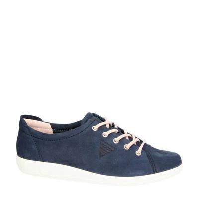 Ecco Soft 2.0 nubuck veterschoenen blauw