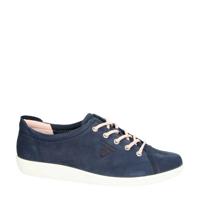 Ecco Soft 2.0 nubuck veterschoenen blauw
