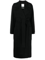 Sportmax manteau en laine vierge à taille nouée - Noir