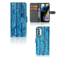 Motorola Moto G52 | Moto G82 Book Style Case Wood Blue - thumbnail