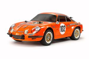 Tamiya 1:10 RC auto Elektro Racewagen Renault Alpine 110 Jägermeister Oranje Brushed Bouwpakket