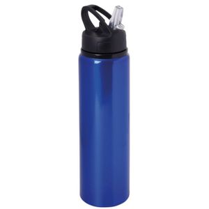 Waterfles/sportfles/drinkfles Sporty - blauw - aluminium/kunststof - 800 ml