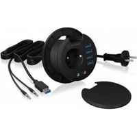 ICY BOX IB-HUB1430 USB 3.2 hub + audio + stopcontact desk mountable