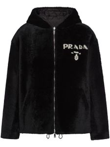 Prada veste réversible en peau lainée - Noir