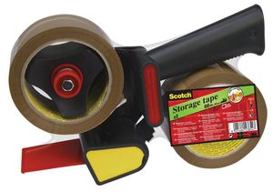 Scotch afroller H180 met 2 rollen verpakkingsplakband, ft 50 mm x 66 m, PP, bruin