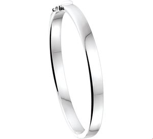 Armband Bangle vlakke buis zilver 6 x 60 mm