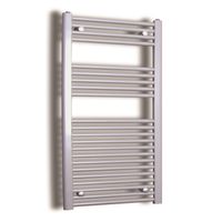 Elektrische Design Radiator Sanicare Plug & Play 111,8x45 cm Inox Look 596 Watt Met Chroom Thermostaat Links