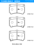 Remblokkenset, schijfrem ATE, u.a. für Mazda, KIA