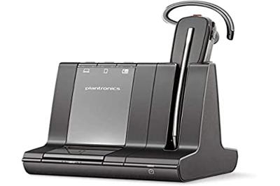 Plantronics DECT-mono-headset 'Savi W8240-M' convertibel, met basisstation, hoofdbeugel + nekbeugel en oorhaak, SoundGuard, Skype for Business, zwart