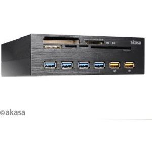 Akasa AK-HC-07BK geheugenkaartlezer USB 2.0/eSATA Intern Zwart