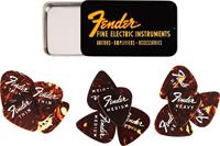 Fender® »FINE ELECTRIC PICK TIN« plectrums in verzameldoos - 12 stuks - celluloid - 351 vorm - 3 diktes - tortoise shell