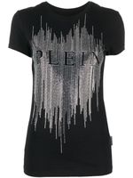 Philipp Plein t-shirt à logo orné de cristaux - Noir