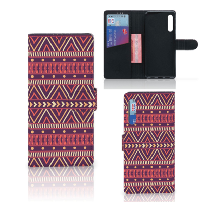 Huawei P Smart Pro Telefoon Hoesje Aztec Paars Huawei P Smart Pro Telefoon Hoesje Aztec Paars
