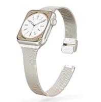By Qubix - Milanese slim fit bandje - Starlight/Sterrenlicht - Compatible met Apple Watch 38mm / 40mm / 41mm / 42mm - Compatible Apple watch bandjes