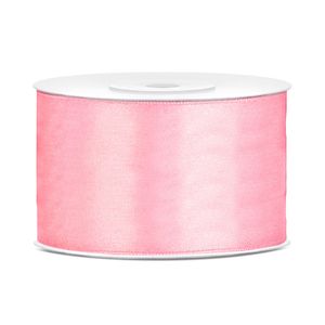 1x Licht roze satijnlint rollen 3,8 cm x 25 meter cadeaulint verpakkingsmateriaal   -