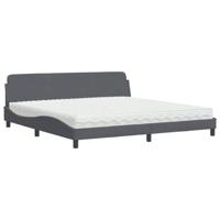 vidaXL Bed met matras fluweel donkergrijs 200x200 cm