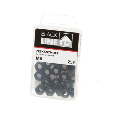 Moer zwart din934 M6 Blister(25)