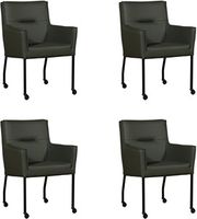 Set van 4 Donkergroene leren moderne eetkamerstoelen Lucky - Toledo Leer Verde (donkergroen leer) - thumbnail