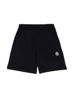 Moncler Enfant short en coton à patch logo - Bleu - thumbnail