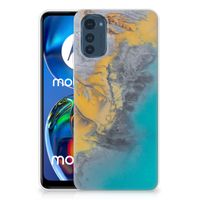 Motorola Moto E32/E32s TPU Siliconen Hoesje Marble Blue Gold