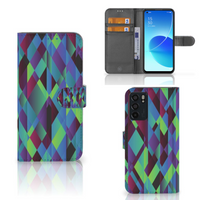 OPPO Reno6 5G Book Case Abstract Green Blue - thumbnail