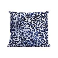 Kussen Bloem Blauw, Delfts Blauwe Bladeren 50x50cm. 100% Cotton Complete set